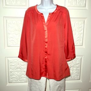 Banana Republic Women’s New Bright Coral Tunic Blouse L